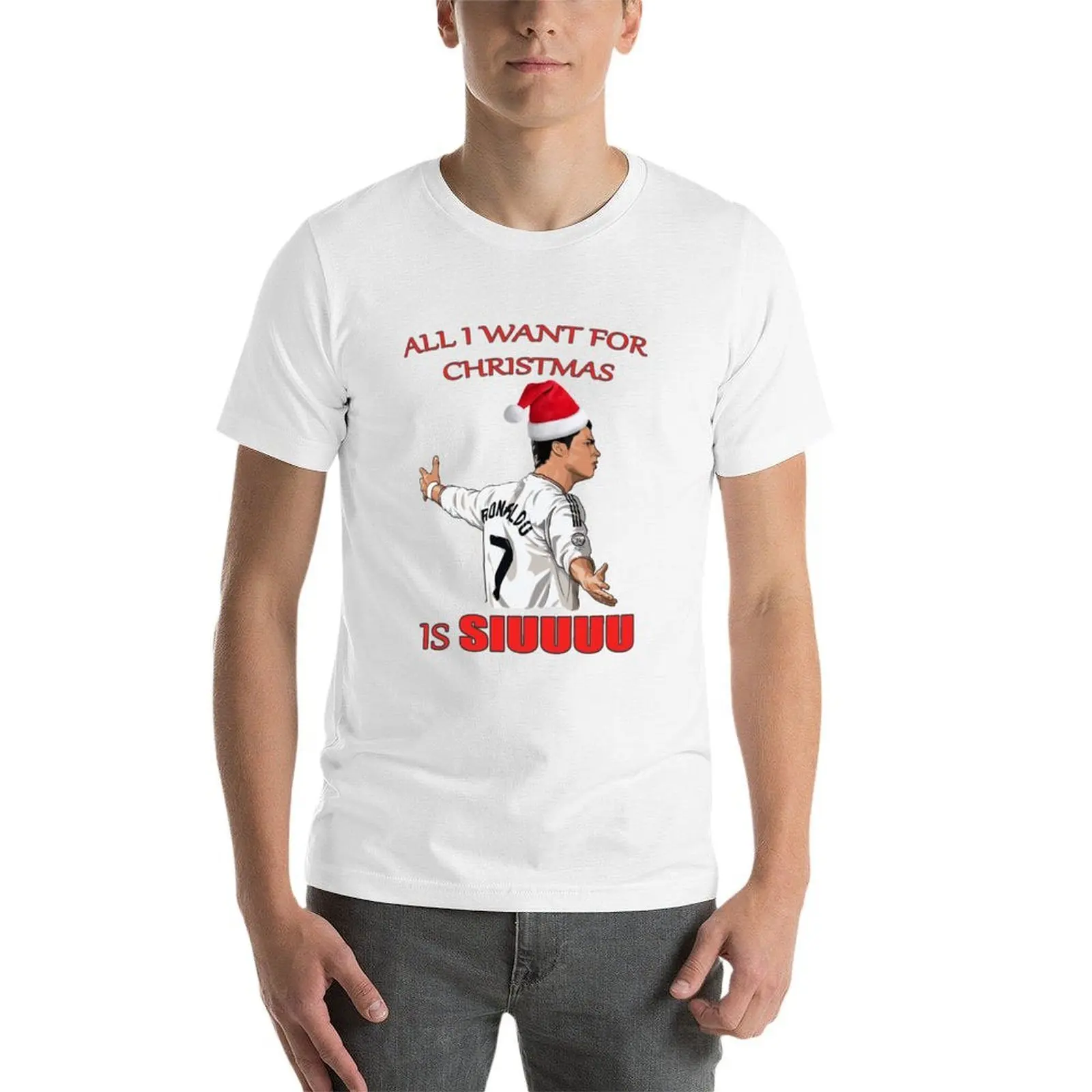 كل ما أريده لعيد الميلاد هو siuuu تي شيرت رجل التي شيرت الرجال تي شيرت القطن 100% تي شيرت