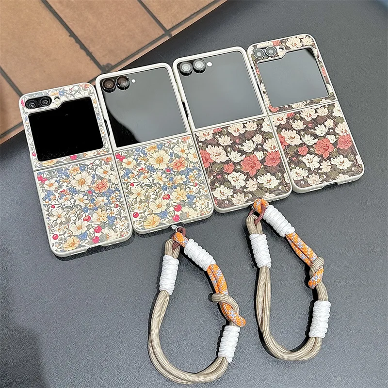 

Vintage Colored Flowers for Samsung Galaxy Z Flip 7 6 5 4 Protective Back Cover for ZFlip5 ZFlip6 ZFlip7 Case Shell