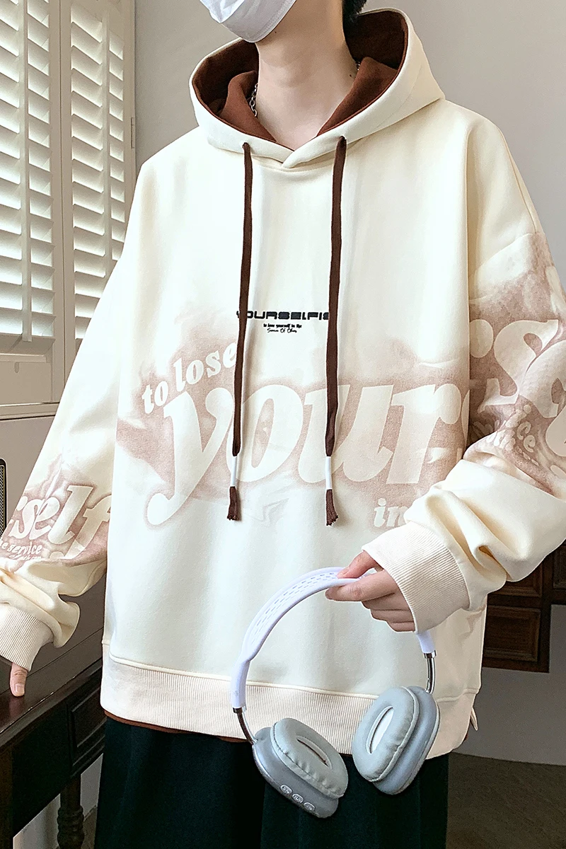 العصرية الرجال هوديي المألوف القطن عارضة هوديي البلوز لربيع الخريف مريحة الشباب نمط شعبي الرجال أعلى