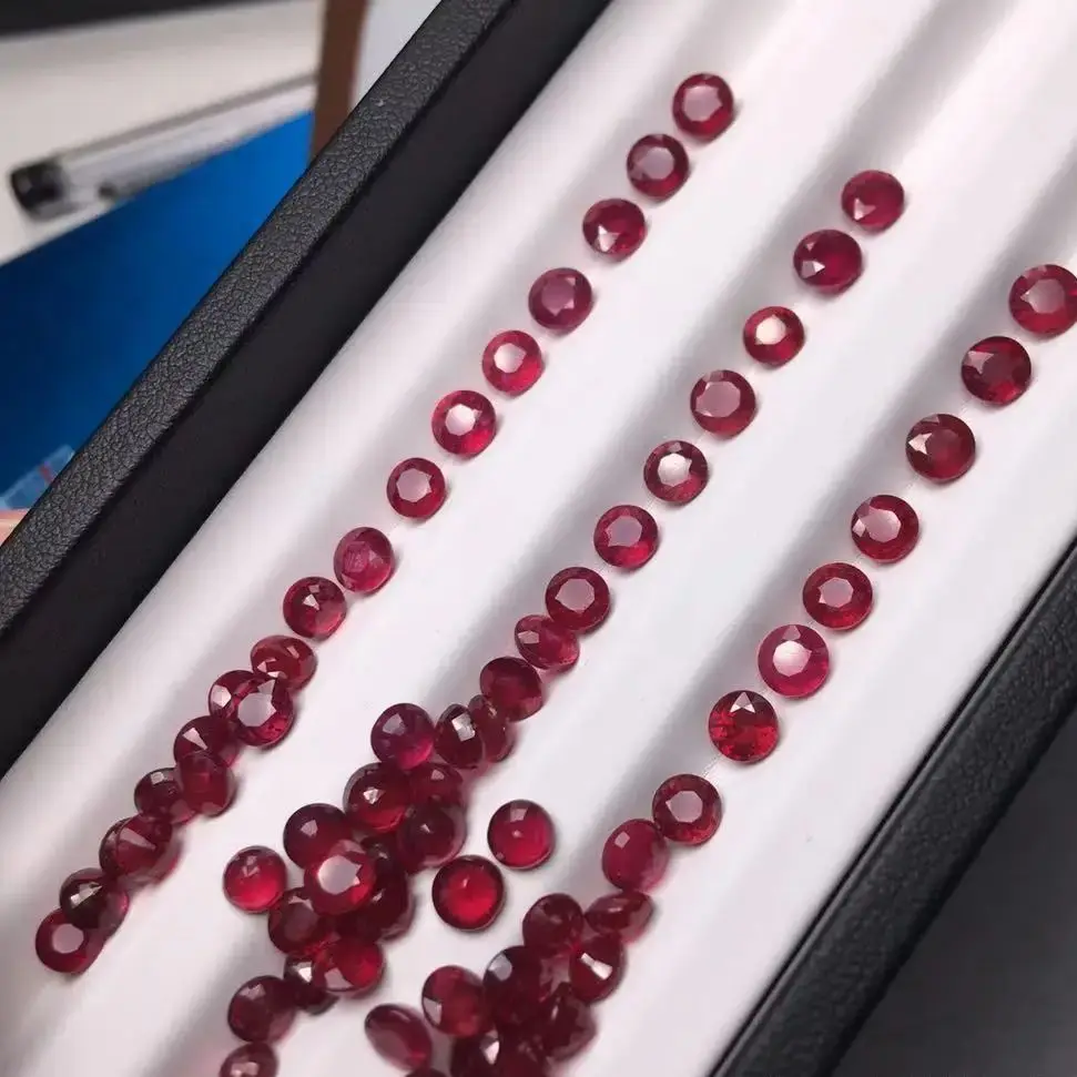 Wholesale 5pcs/pack Pigeon Blood Ruby 3mm 4mm 5mm Round brilliant-cut Gemstone Cabochon Ring Jewelry Face