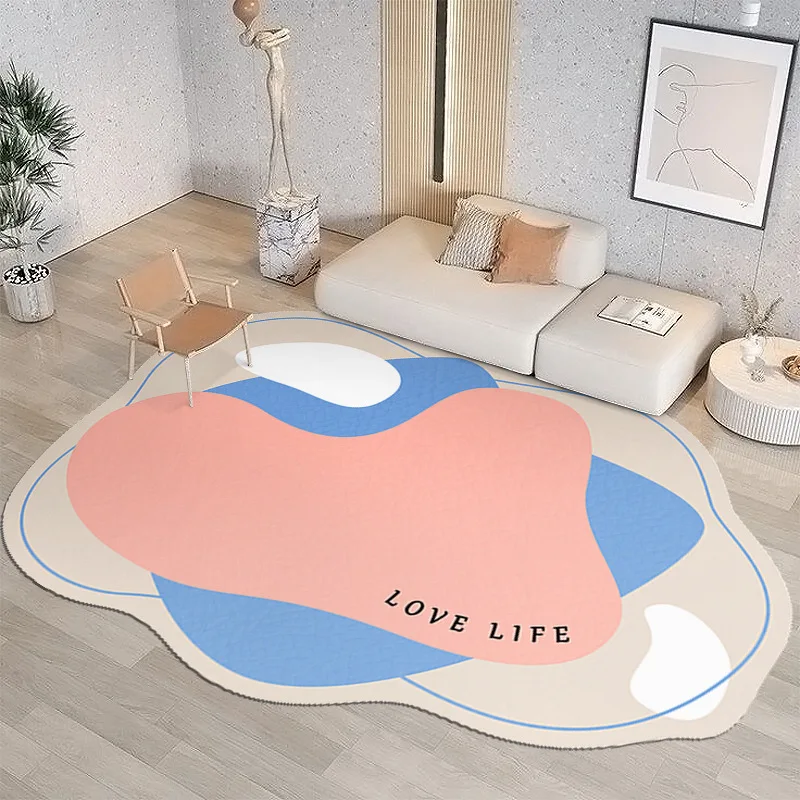 Shaped Leather Living Room Rug Mat Abstract Line Sofa Coffee Table Rug Bedroom Rug Living Room Decoration  Floor Mats