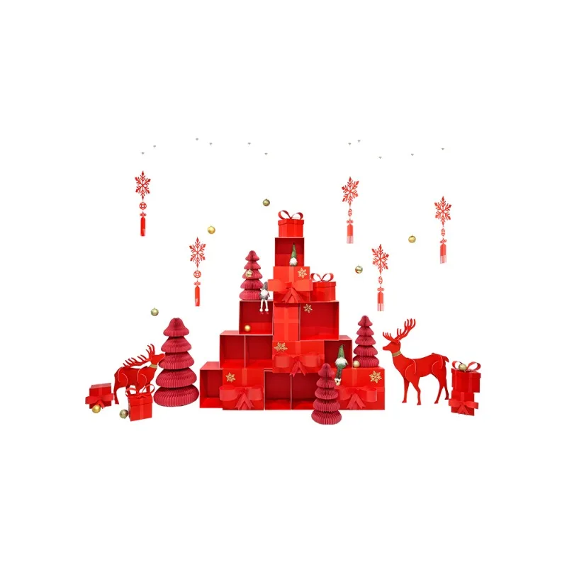 

Christmas window decoration scene layout display props red gift box ornaments