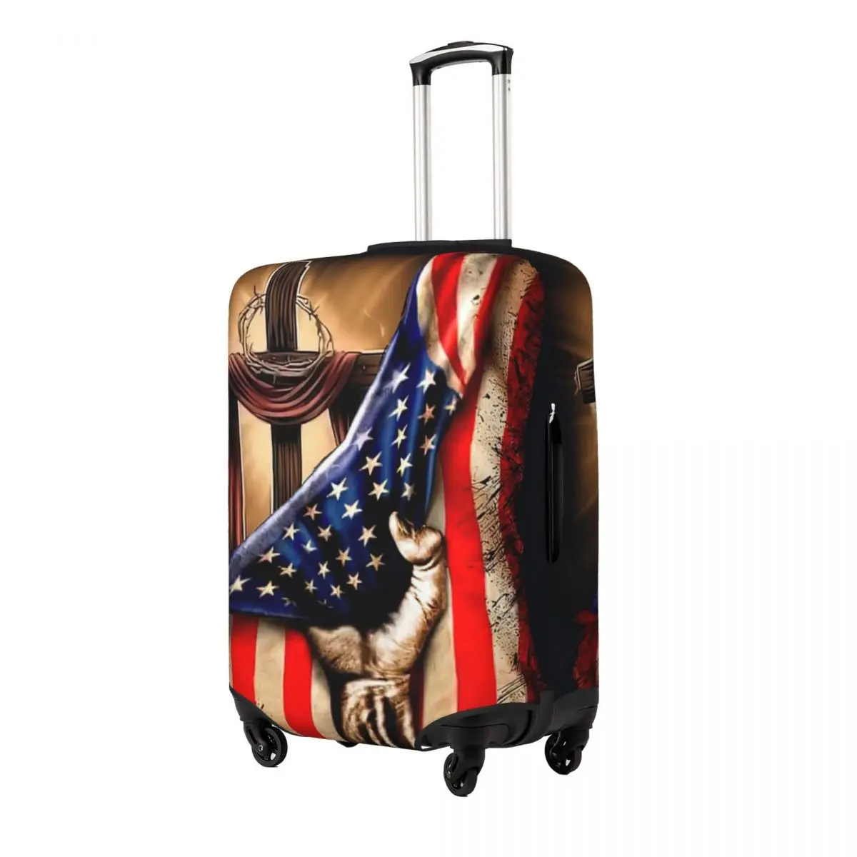 Cross America Print Luggage Protective Dust Covers Elastic Waterproof 18-32inch Suitcase Cover Travel Accessories