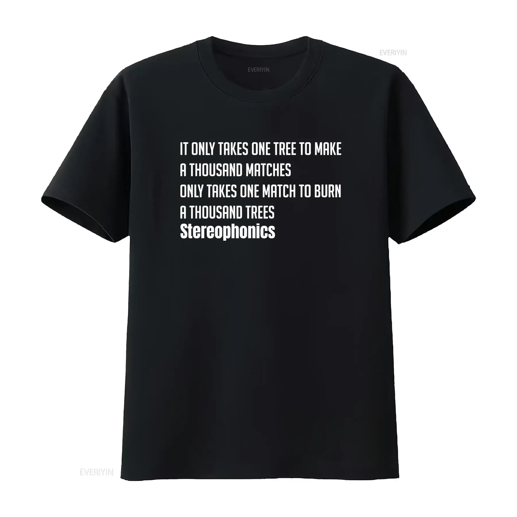 Streetwear Stereophonics Rock Band Lyric Quote Print Casual T Shirt vintage Washed Top For Everyday Wear Slightly Comfortable