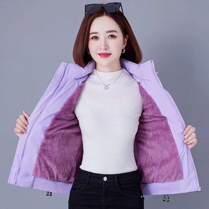 New Winter Women\'S Casual Short Down Cotton Jacket Lady Korean Version Fashion Versatile Detachable Hood Thickened Warm Coat