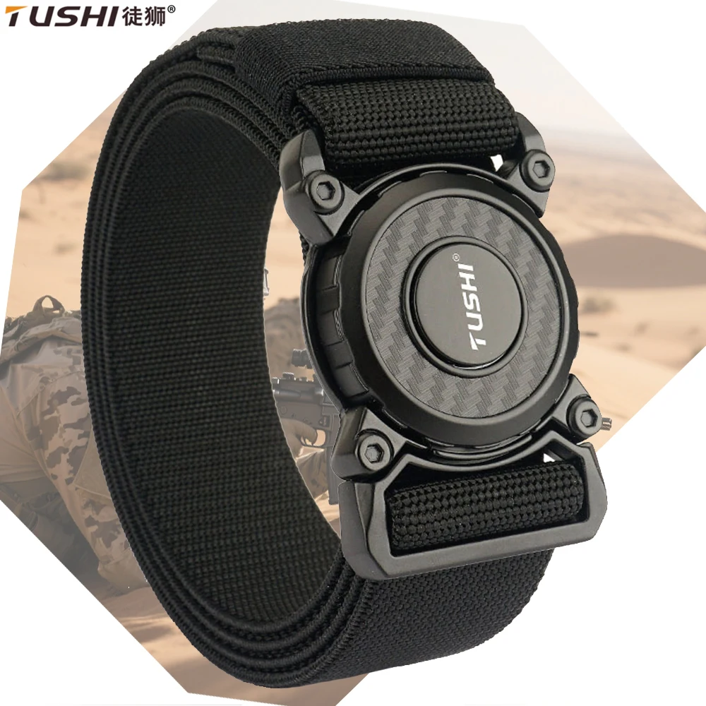 

TUSHI Men Elastic Belt Metal Automatic Buckle for Men Durable Tactical Belt Cowboy Outdoor Army Belt Hunting Women's Belt Jeans