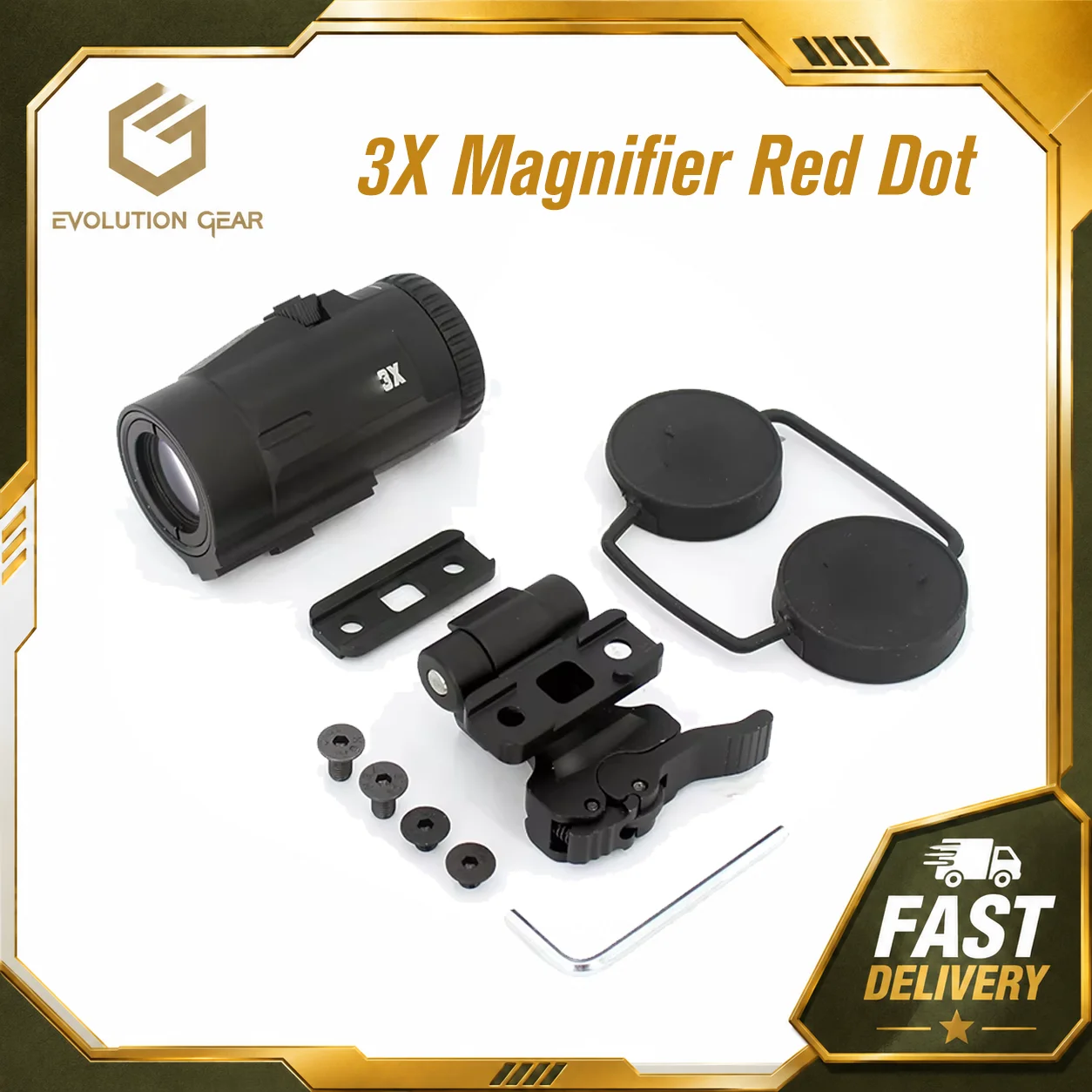 V3XM 3X Magnifier Red Dot Holographic Sight With QD Absolute Co-witnessor Lower Third Mount