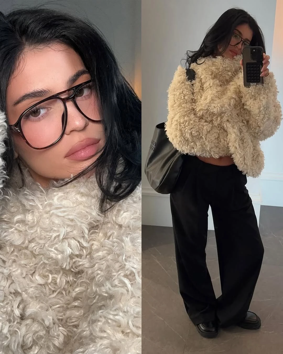 khy Rice apricot Lamb wool pullover coat kylie slouchy eco-friendly fur cropped top