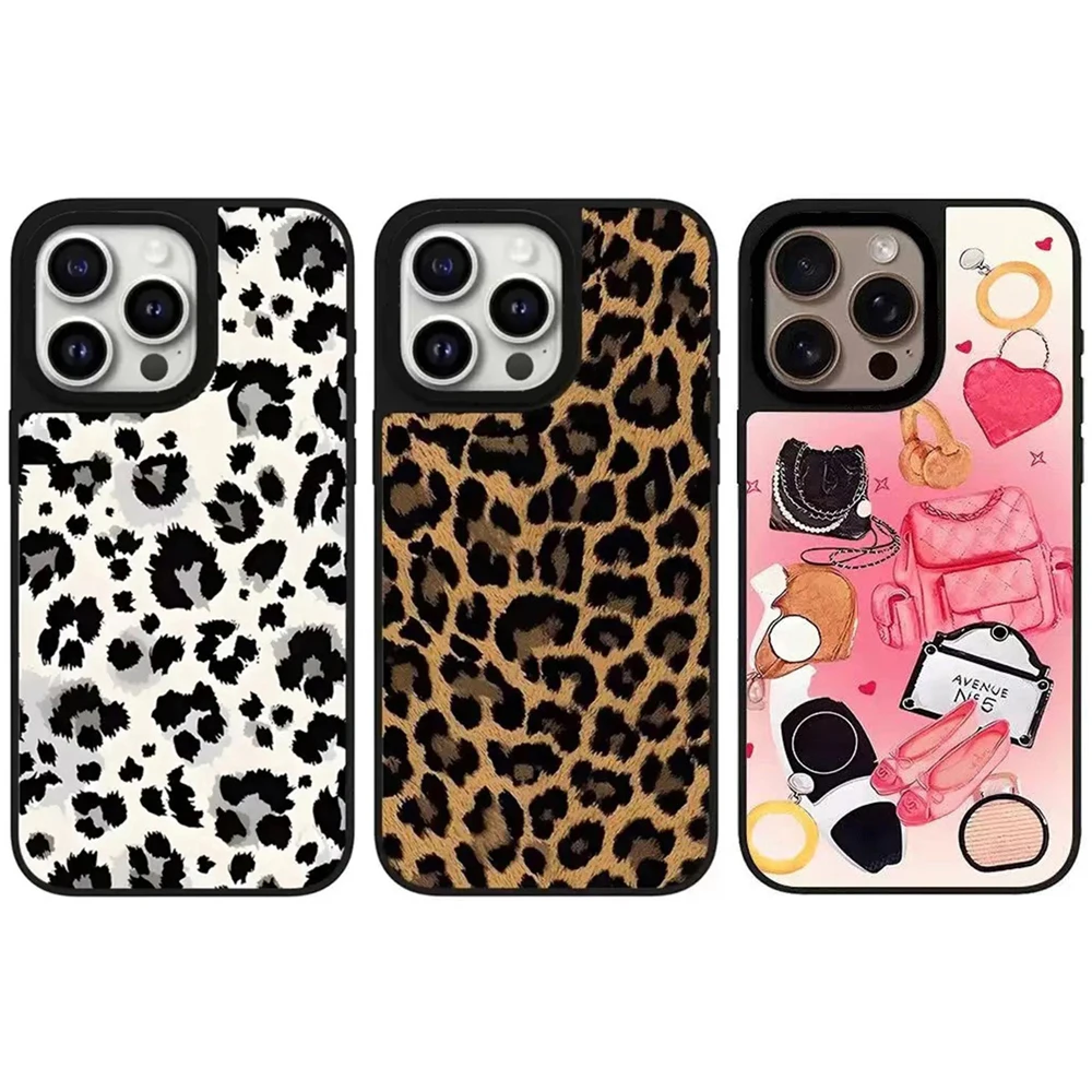 

Leopard Mirror Magnetic Phone Case Cover for IPhone 11 12 13 14 15 16 Pro Max Case for IPhone 16 Pro Max