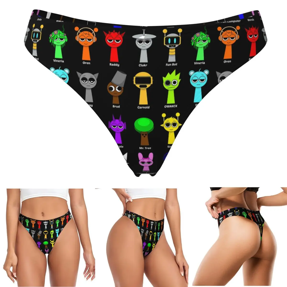 Custom All My Sprunki Game Toys G-string Panties Breathable Women Stretch Thongs Comfort Underwear