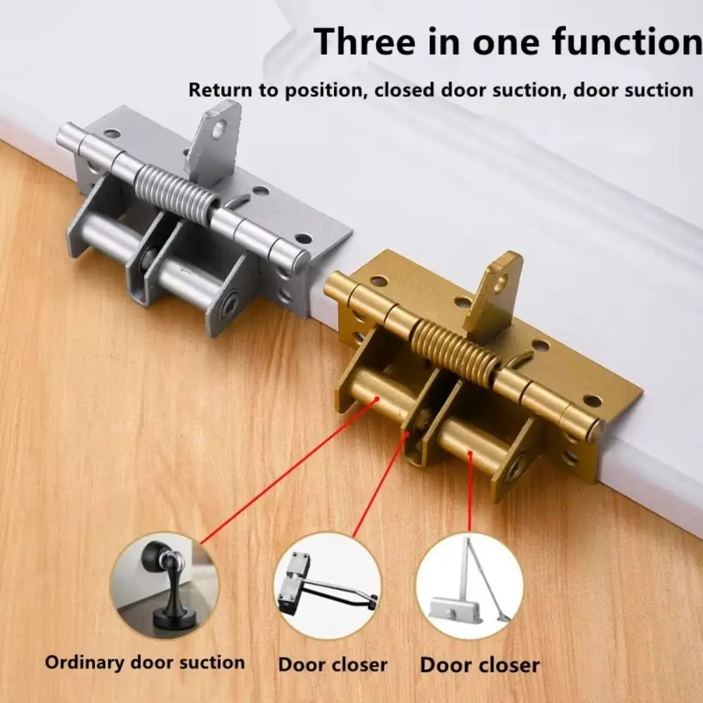 90 Degree Door Closer Self-Closing Right Angle Automatic Closing Hinge Rebound Positioning Invisible Door Spring Hinge