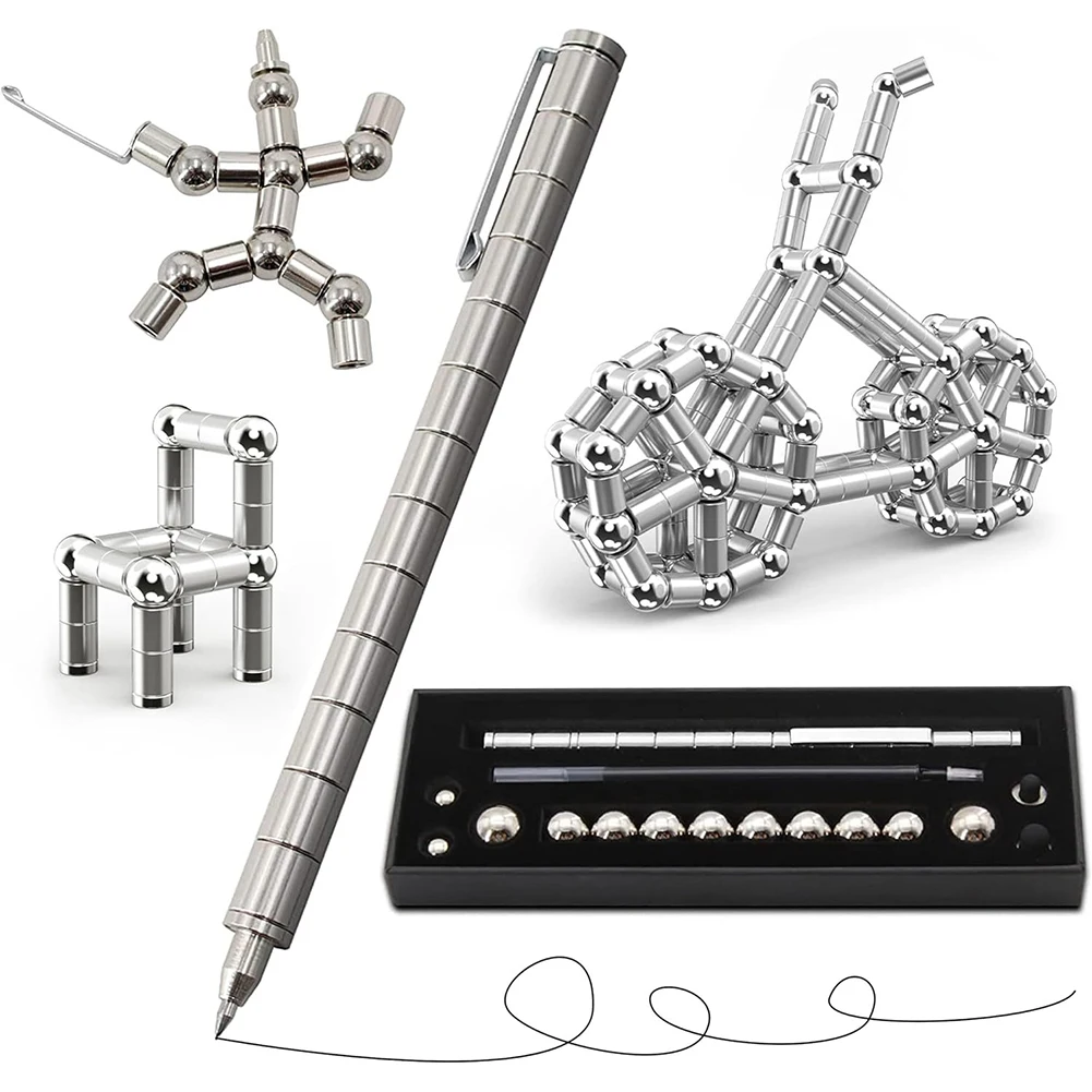 Imagem -04 - Multifuncional Deformável Escrita Caneta Fidget Magnético Metal Descompressão Pen Stress Reliever Finger Spinning Presentes