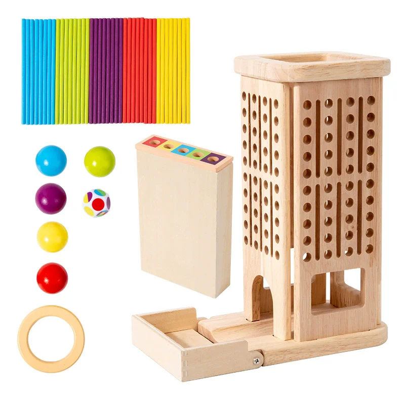 Jeu de tour et bâton en bois 3 en 1, jouets d'éducation précoce arithmétique Montessori, formation à la réflexion, jouet interactif Parent-enfant, cadeaux