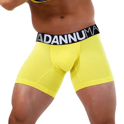 ADANNU Lange Boxers Sexy Mannen Onderbroek Boxer Katoen Slanke Heren Ondergoed Shorts U Pouch Zachte Boxers Man Mode Fitness Slipje