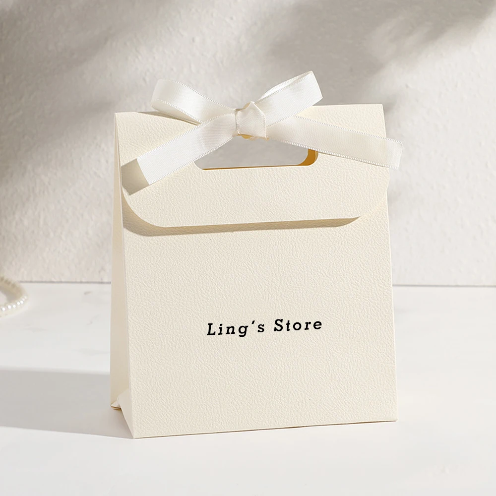 20/50/100 شعار مخصص 14.5x15.5x7.5 سنتيمتر مجوهرات ورقة مقبض حقيبة Bowknot الشريط حقائب مستحضرات التجميل العطور هدية صغيرة المنظم #5