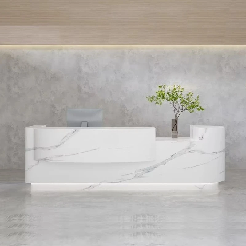

&c Wooden Furniture Office Table Modern Reception Desk Plywood Material Modern Office Desk Reception for Company Use