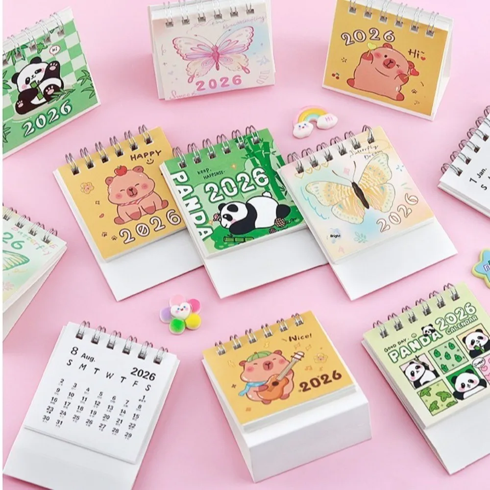 بسيطة صغيرة 2026 أجندة مكتبية /رزنامة مكتبية الكرتون سطح المكتب الديكور تقويم صغير الدائمة الوجه الجدول الزمني مخطط الهدايا