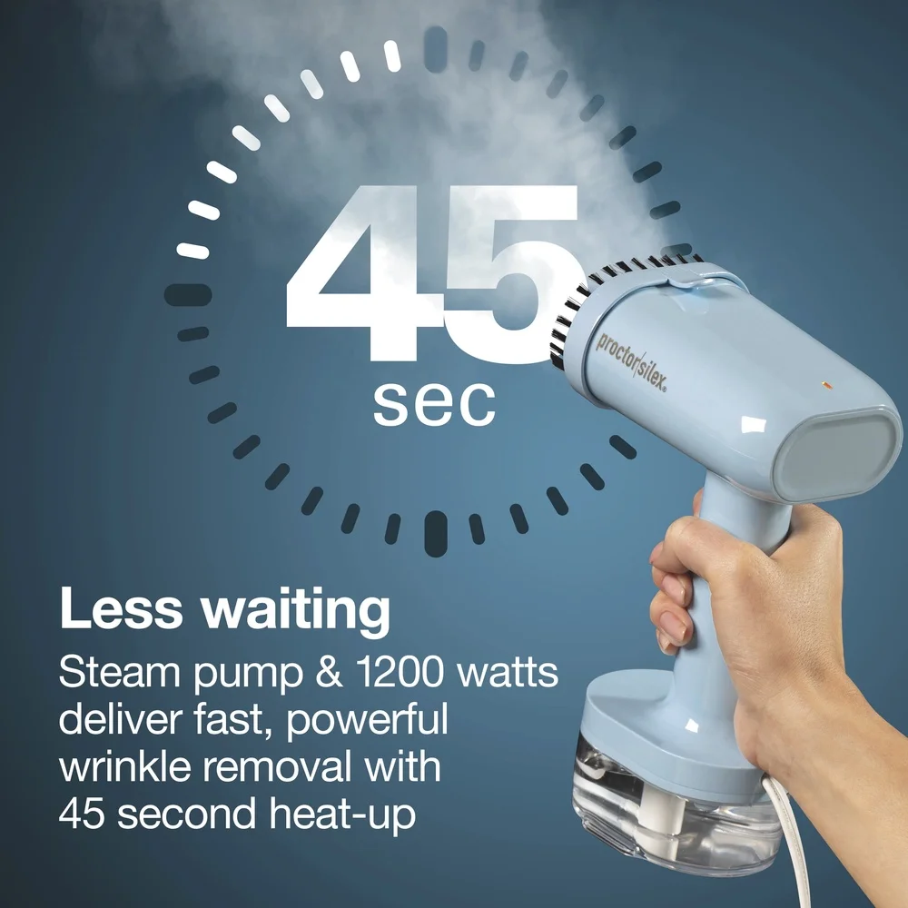 Compact 2-in-1 Steamer Iron Portable Handheld Fast Heating Detachable Water Tank Fabric Brush 120ml 10ft Cord Wrinkle Remover