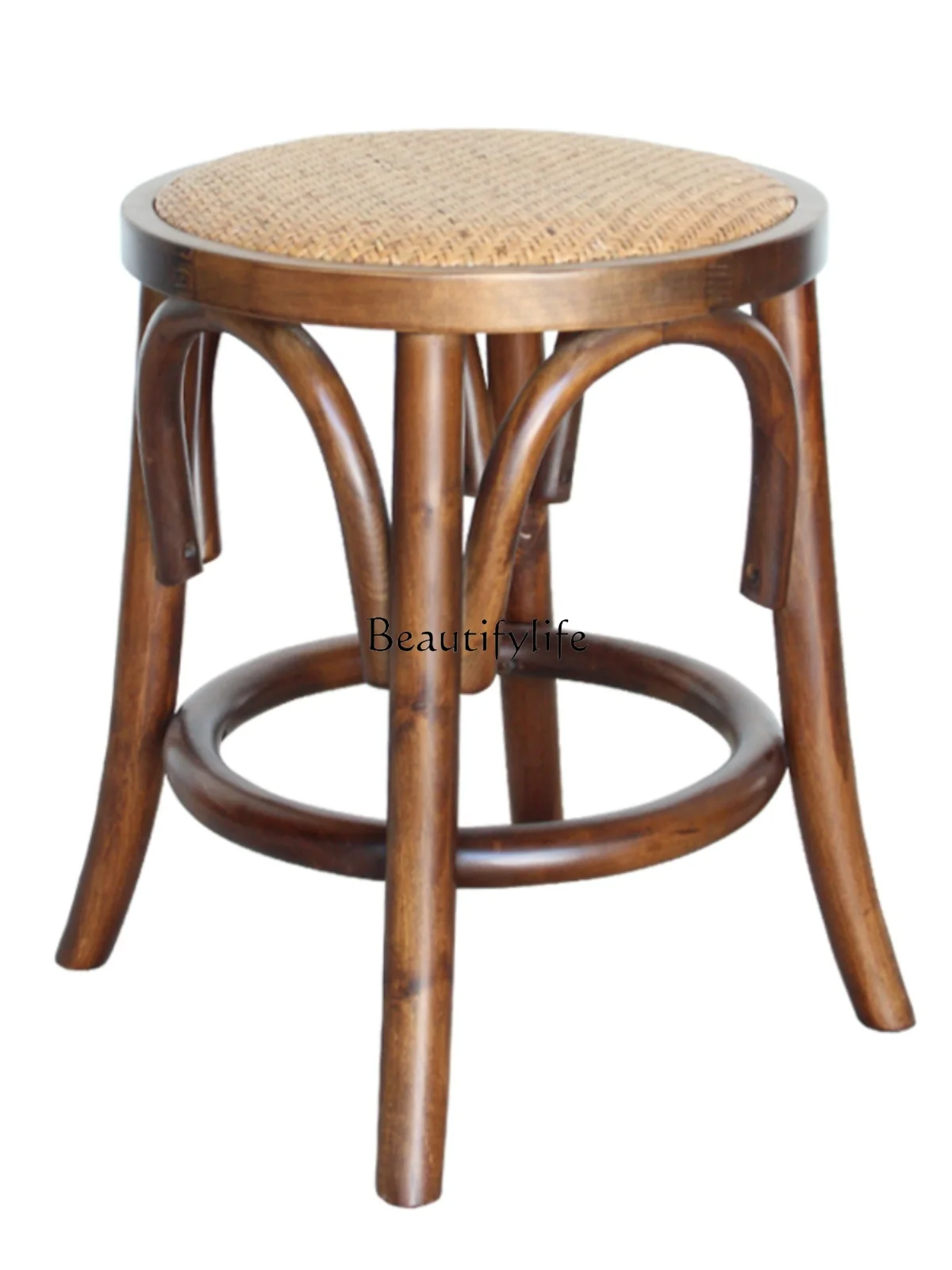 

French American Solid-Wood Bar Chairs round Bar Stool High Leg Chair