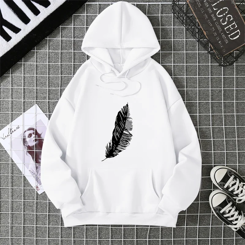 2025 Otoño Invierno Unisex estampado de hojas Sudadera con capucha pareja a juego de manga larga estilo callejero moda mujer Top con capucha