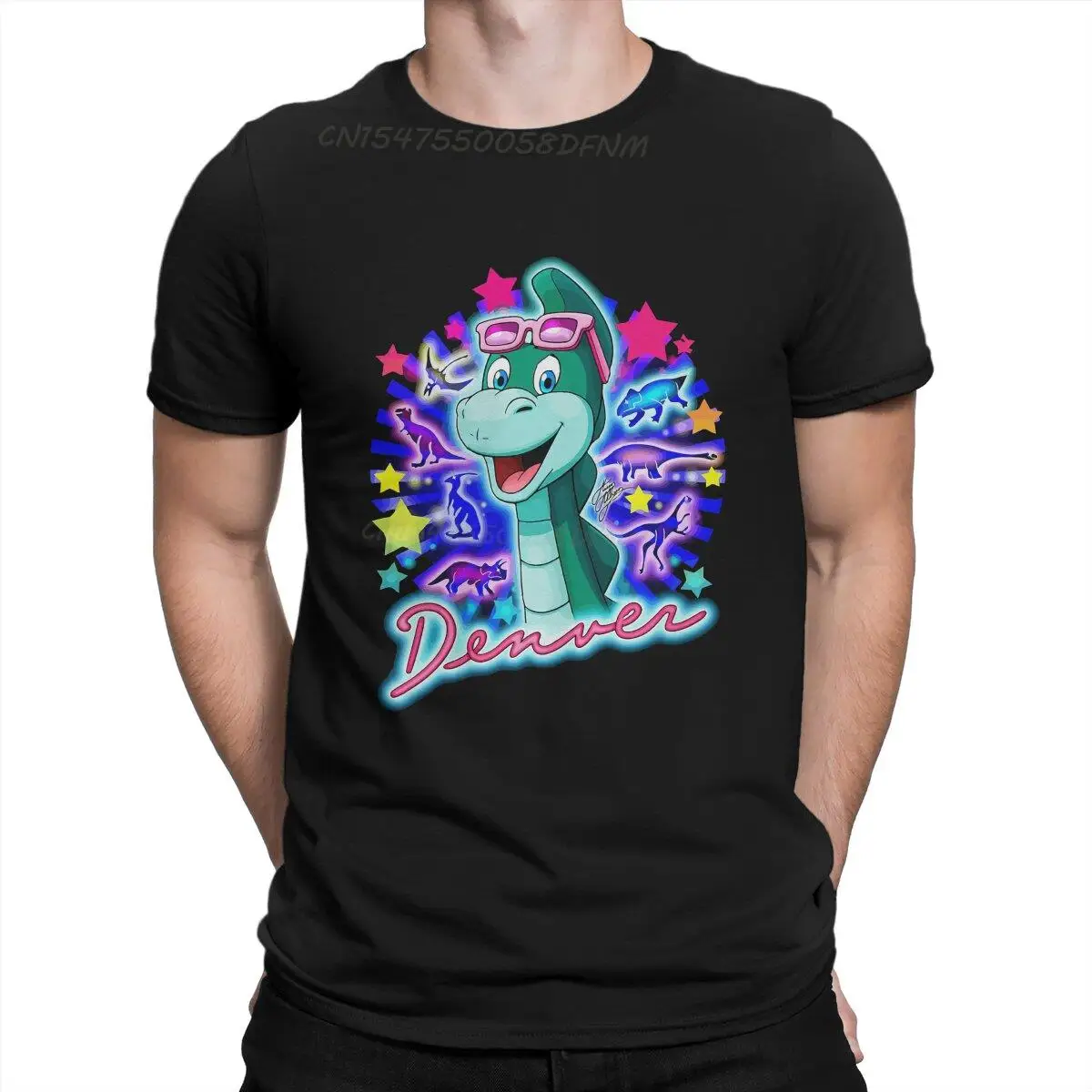 Men T-Shirts Neon Amazing Tee Shirt Men T Shirts Denver the Last Dinosaur Jeremy Cartoons T-shirts Summer Tops Kawaii Clothes