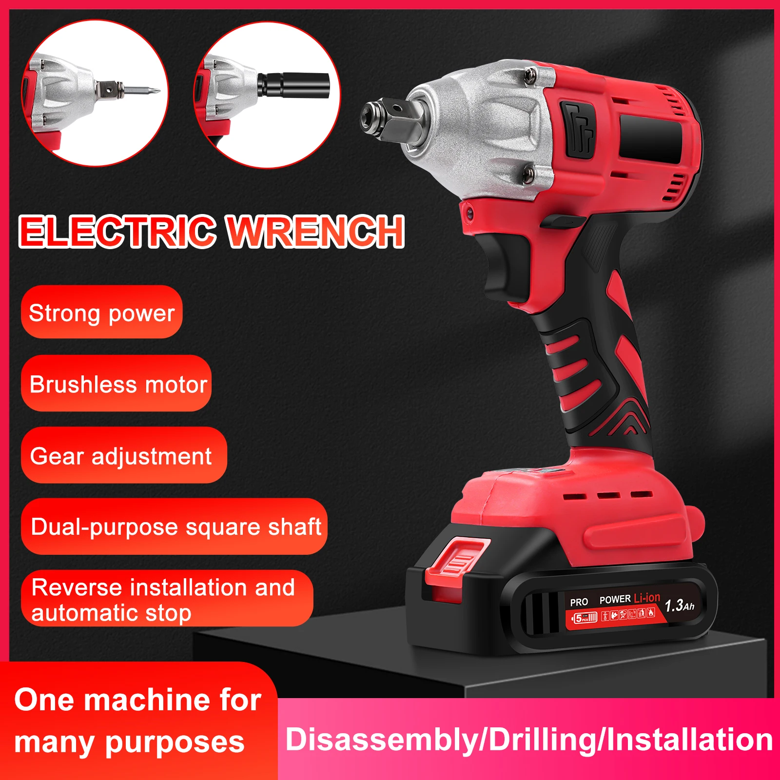 DEWIN Бесщеточный электрический ударный гайковерт 1200N.M Отвертка Аккумуляторный ключ PowerTool для грузовика Makita/Dewalt 18 В Аккумуляторный штифт ЕС