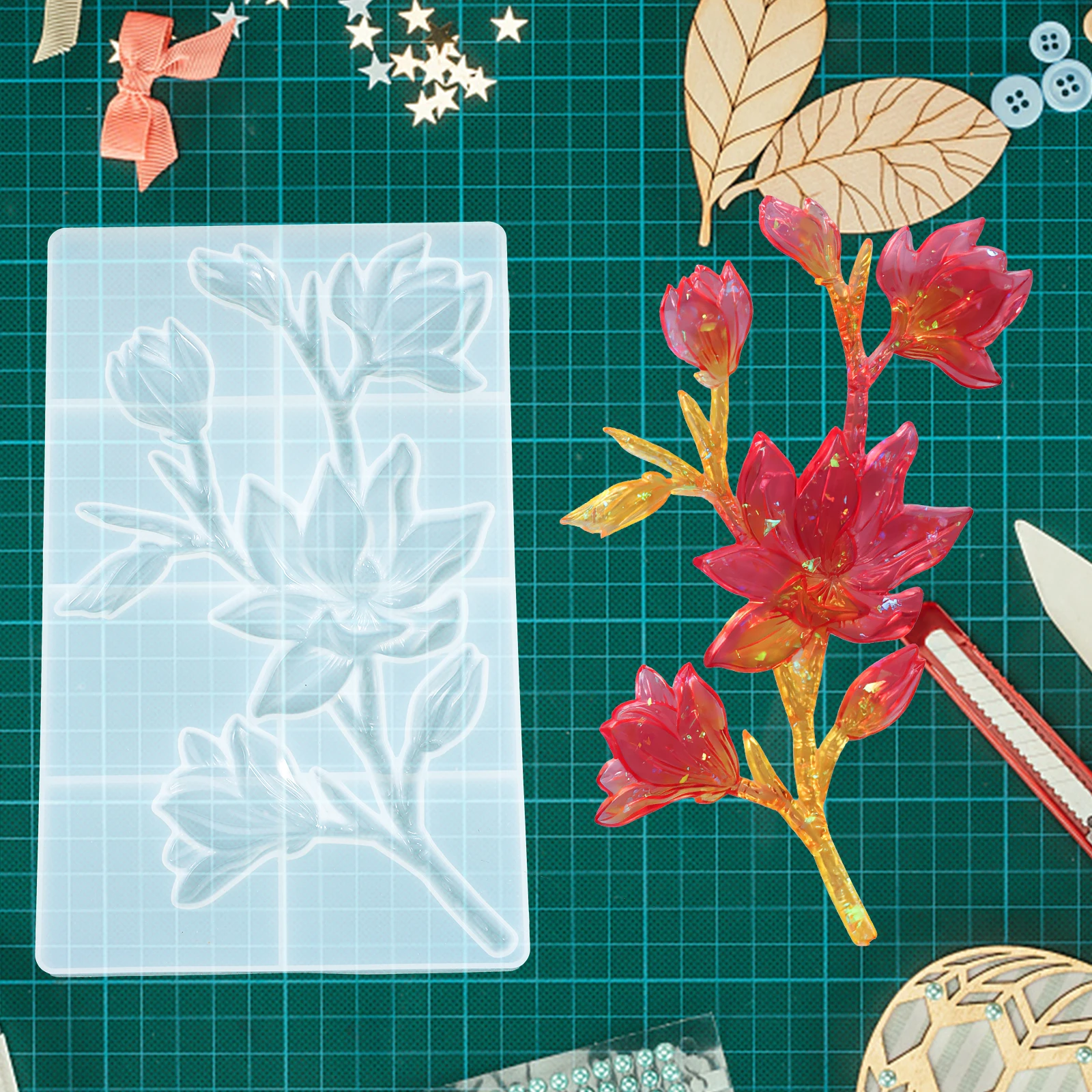 

Magnolia Silicone Mold Flower Molds for DIY Crafts Resin Casting Jewelry Accessories 3D Decor Ornament Reusable