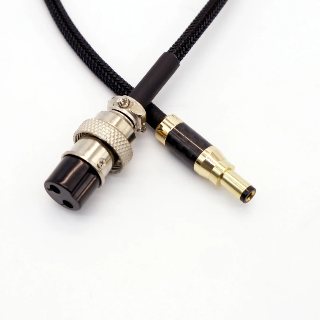 TIANCOOLKEI DC-TQ1M linear power output DC power cord HiFi 4N Copper-Gold Plated Cable Version GX16 to DC 5.5 * 2.5mm 2.1mm Plug