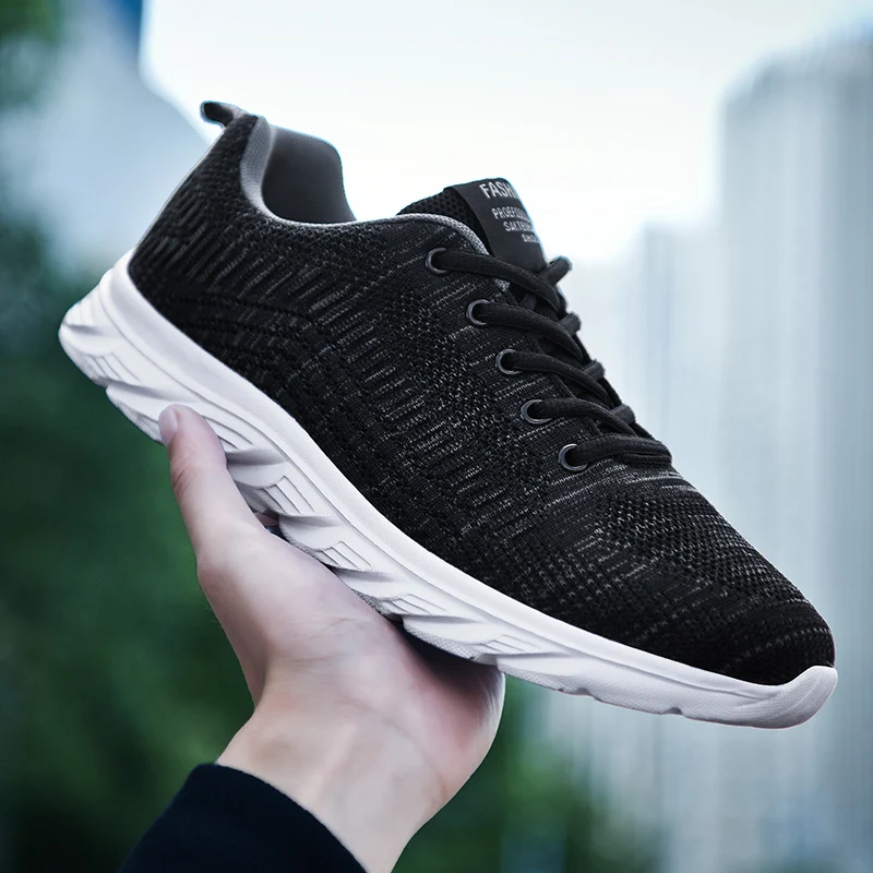 

Fashion Men's Sneaker Comfortable Running Shoes Breathable Knit Mesh Tenis Sneaker Light Shock Absorption Casual Shoes