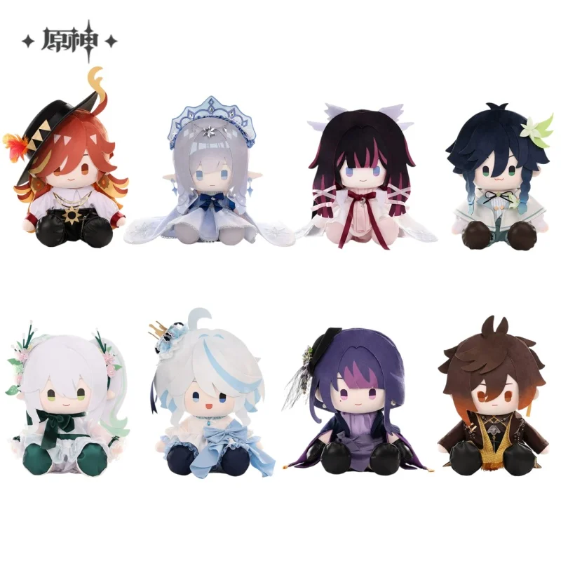 Original Genshin Impact [Feast Of The Teyvat Archons] Sitting Dolls 35cm Columbina Furina Zhongli Raiden Shogun Plush Doll Gifts