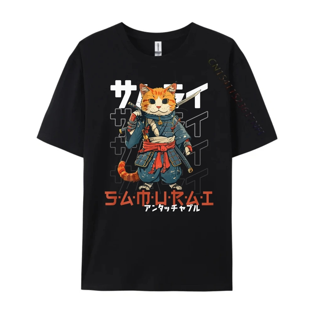 

Japanese Cat Bushi fighter Ukiyo Bushi Backprinted Oversized T Shirt High Quality Men's Clothing Graphic Tee Shirt