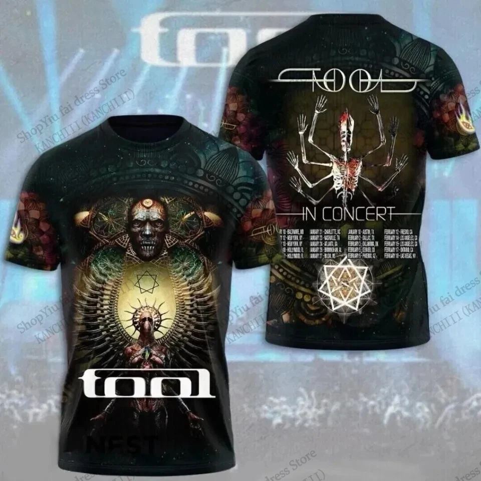 T-shirt 2026 New Rock Band Tool Tour 3D Print Tshirt Men Women Fashion Hip Hop Short Sleeve Tshirt Kids Tops Tees Mens Clothing