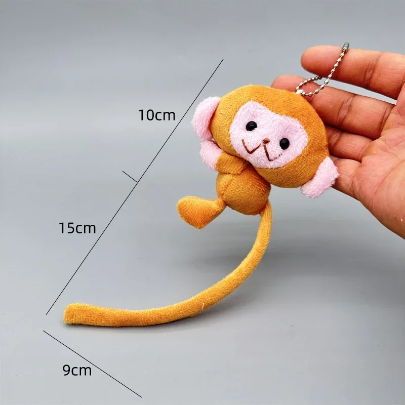 Cute Animal Little Monkey Plush Doll Long Tailed Monkey Doll Pendant Keychain Backpack Hangings Decoration Gifts photography view 6