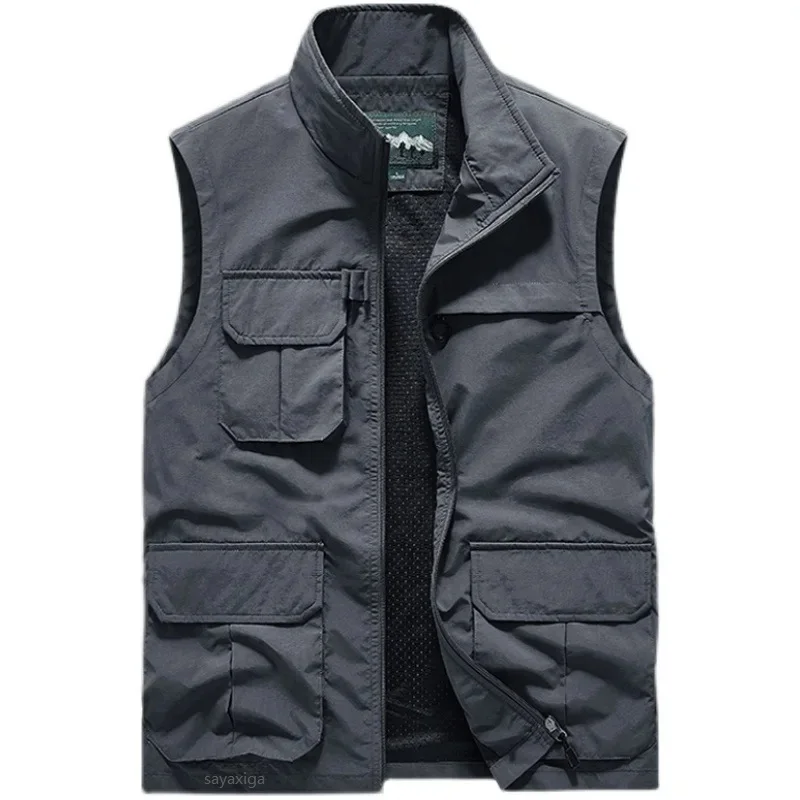 Gilet ad asciugatura rapida da uomo Multi-tasche gilet in rete traspirante-giacca fotografia escursionismo arrampicata pesca gilet Reporter impermeabile 5xl