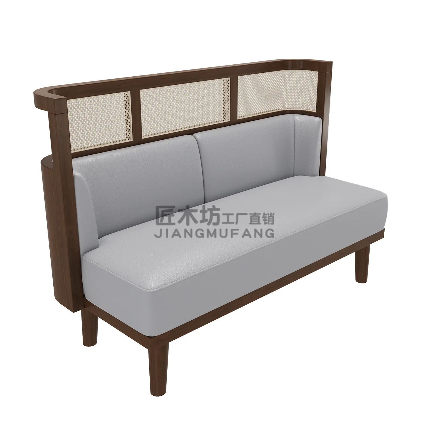 

Card seat sofa theme restaurant solid wood dining chair rattan South East Asia wall dining table and chair combination