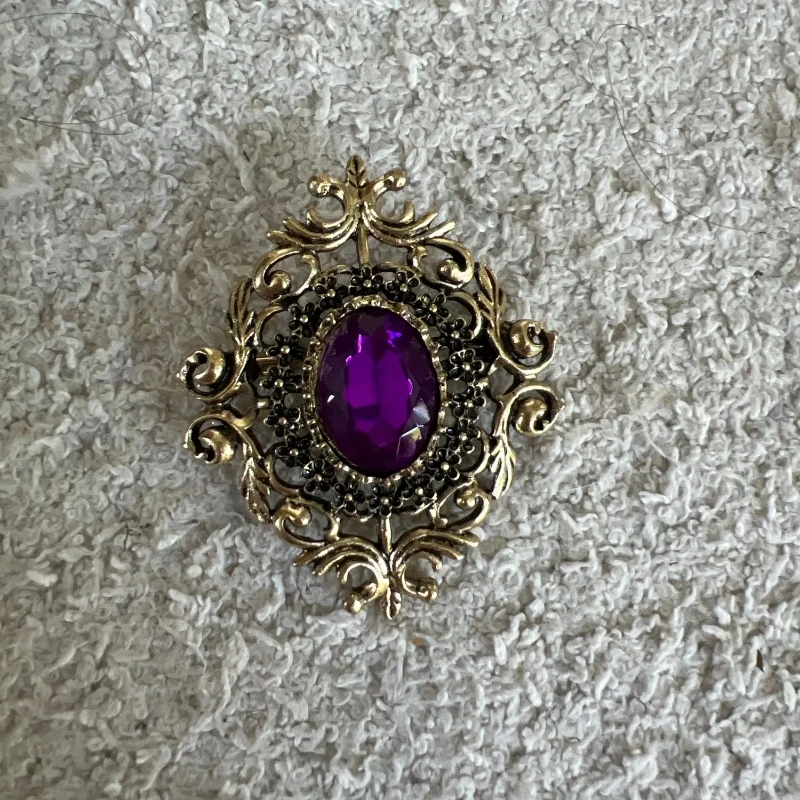 Retro Palace Luxury Purple Treasure Women\'s Suit Rhinestone Brooch and Corsage with Personalized Temperament
