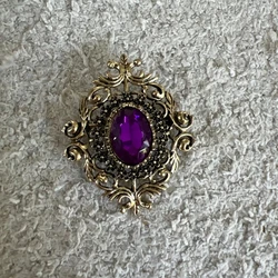 Retro Palace Luxury Purple Treasure Women's Suit Rhinestone Brooch and Corsage with Personalized Temperament