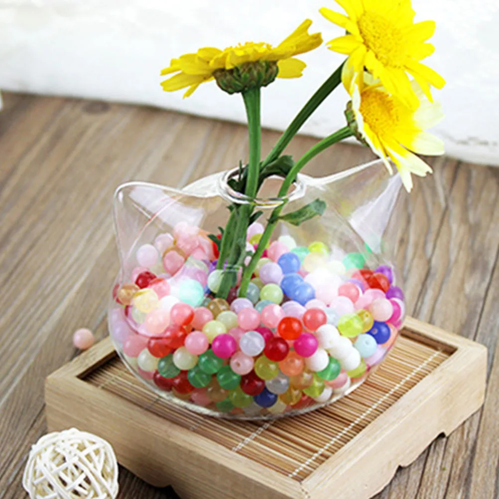 

2Pcs Hydroponic Plant Holder Cat Head Glass Vase Creative Floral Arrangement Container Wedding Decor Hydroponic Flower Vase