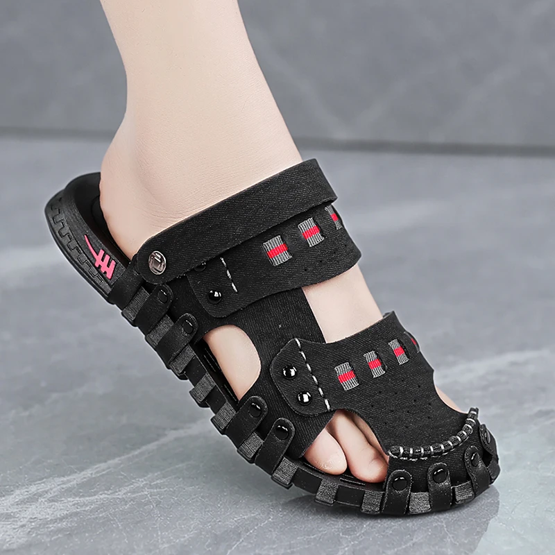 

Men's Closed Toe Anti-collision Sandals Summer Soft Sole Breathable Outdoor Casual Beach Shoes fashion youth double-use slippers