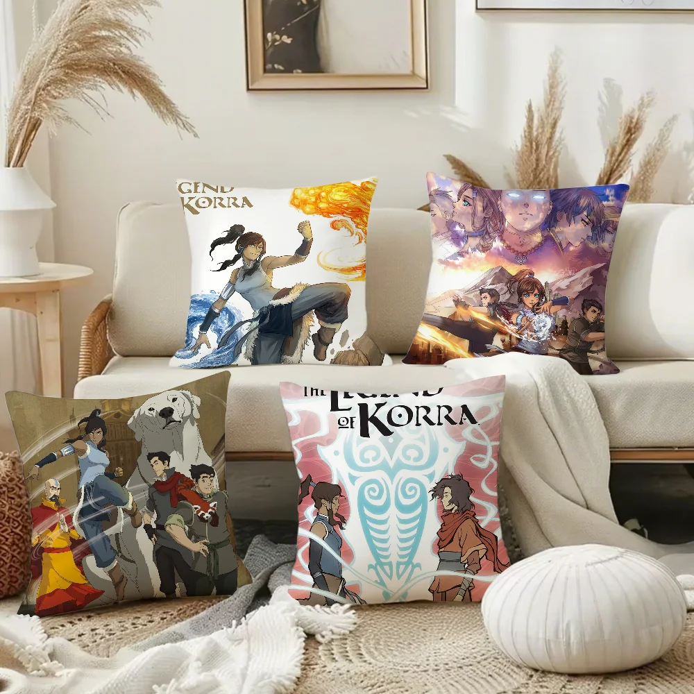 Cartoon A-star The Legend Korra Pillow Case Square Double-Sided Printing Short Plush Sofa Cushion Cover Bedroom Bedside Pillow