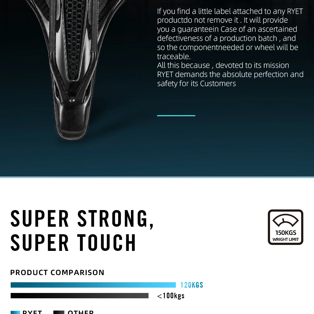 RYET Ultraleichter Carbon 3D-Gedruckter Fahrradsattel 190g/210g 7*9 Fahrrad-Sitzkissen für Rennrad MTB Mountain Gravel Radzubehör – Detail 12