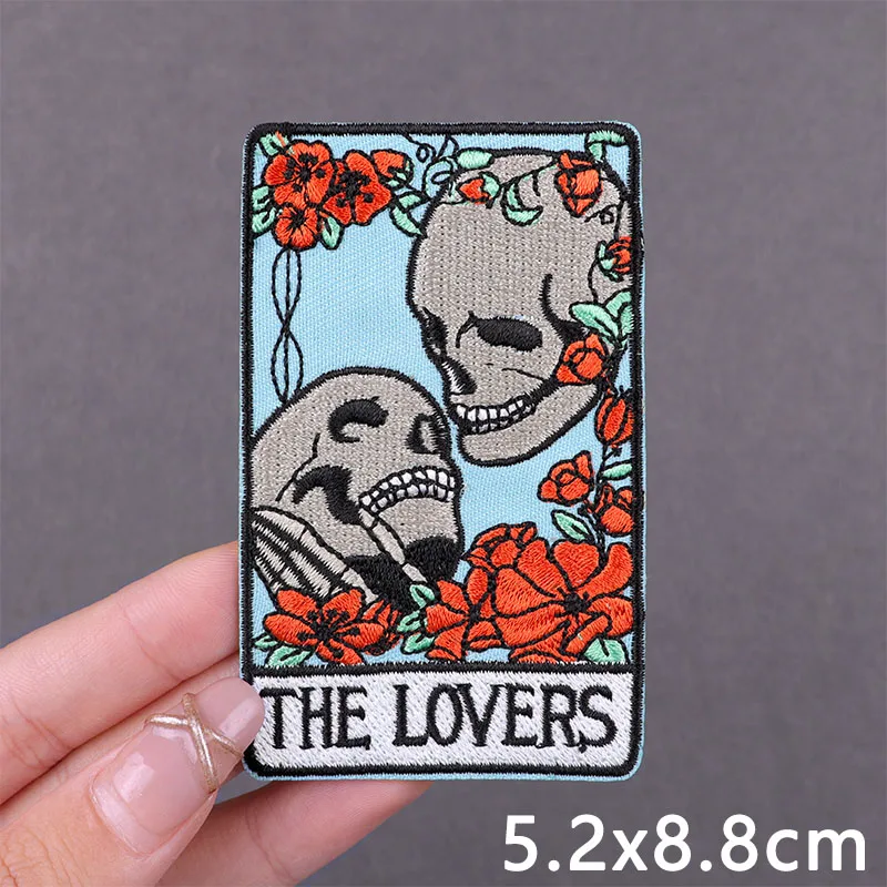 Black Humor Fairy Tale Embroidered Patches For Clothing Thermoadhesive Patches Punk Skull Stickers Iron On Patches On Clothes