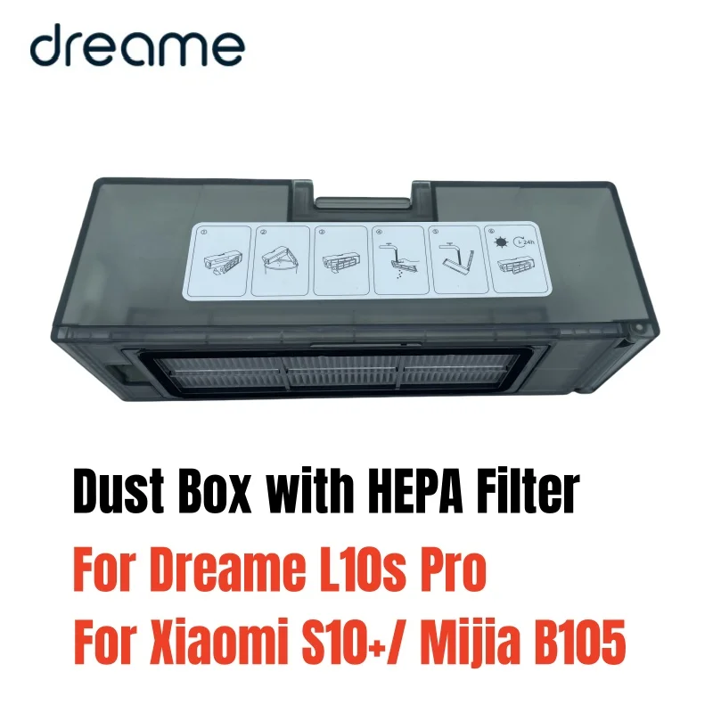 

Original Dust Box with HEPA Filter for Xiaomi S10+/ Mijia B105/ Dreame L10s Pro Robot Vacuum Cleaner Accessories