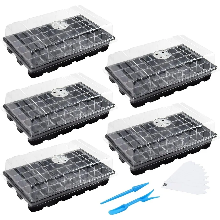 

Seedling Trays Seed Starter Tray 5Pack Mini Propa Plant Grow Kit Greenhouse with Humidity Vented Domes and Base for Seeds' Star