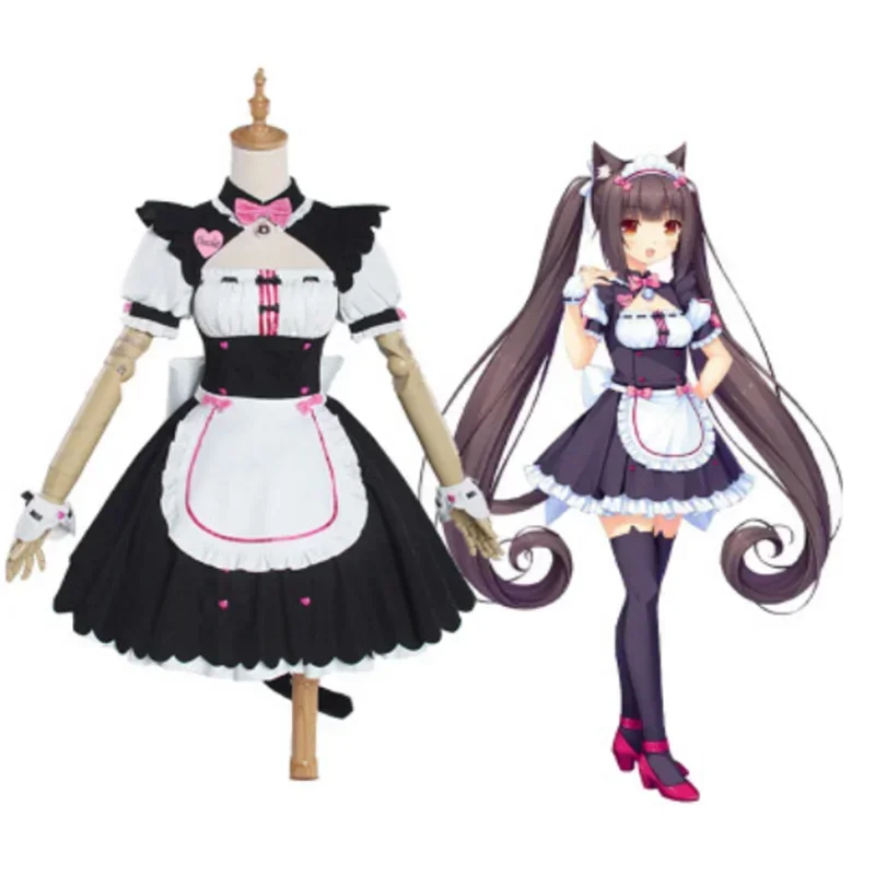 Coslan Cosplay Costume Anime Chocola Nekopa Cosplay Cosplay Chocola Vanilla Maid Dress Cat Neko Girl Nekopa Cosplay Women Costum