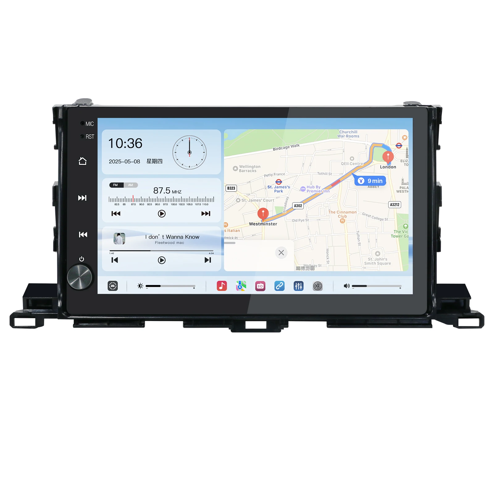 13.2 Inch Radio Navigation Multimedia Screen Wireless Carplay Android Auto Highlander 2014-2019