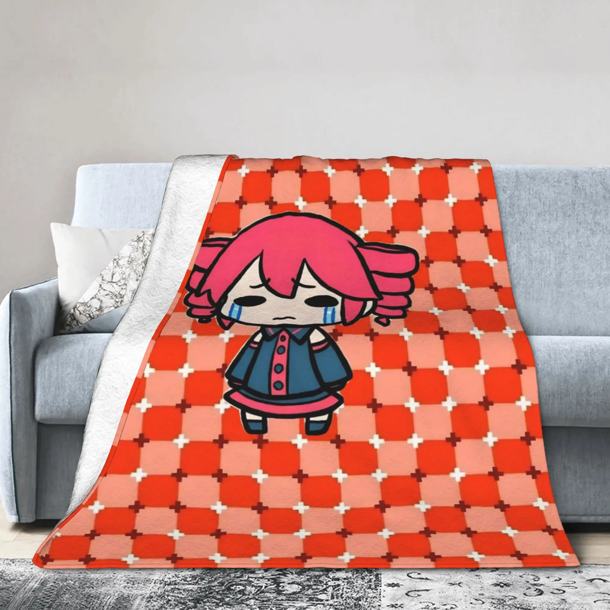 Kasanes Virtual Singer Tetoes Knitted Blanket Cartoon Cute Throw Blankets Bedroom Sofa Portable Thin Bedspreads Multi-function