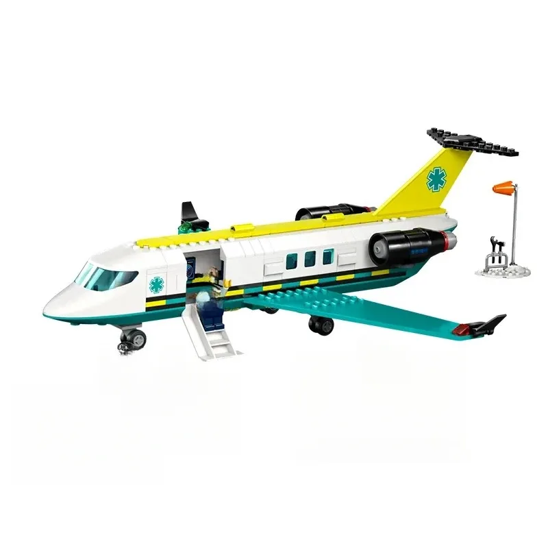 Emergency Air Ambulance PlaneCity airport airplane 60465 building blocks, aviation medical rescue aircraft assembly model set