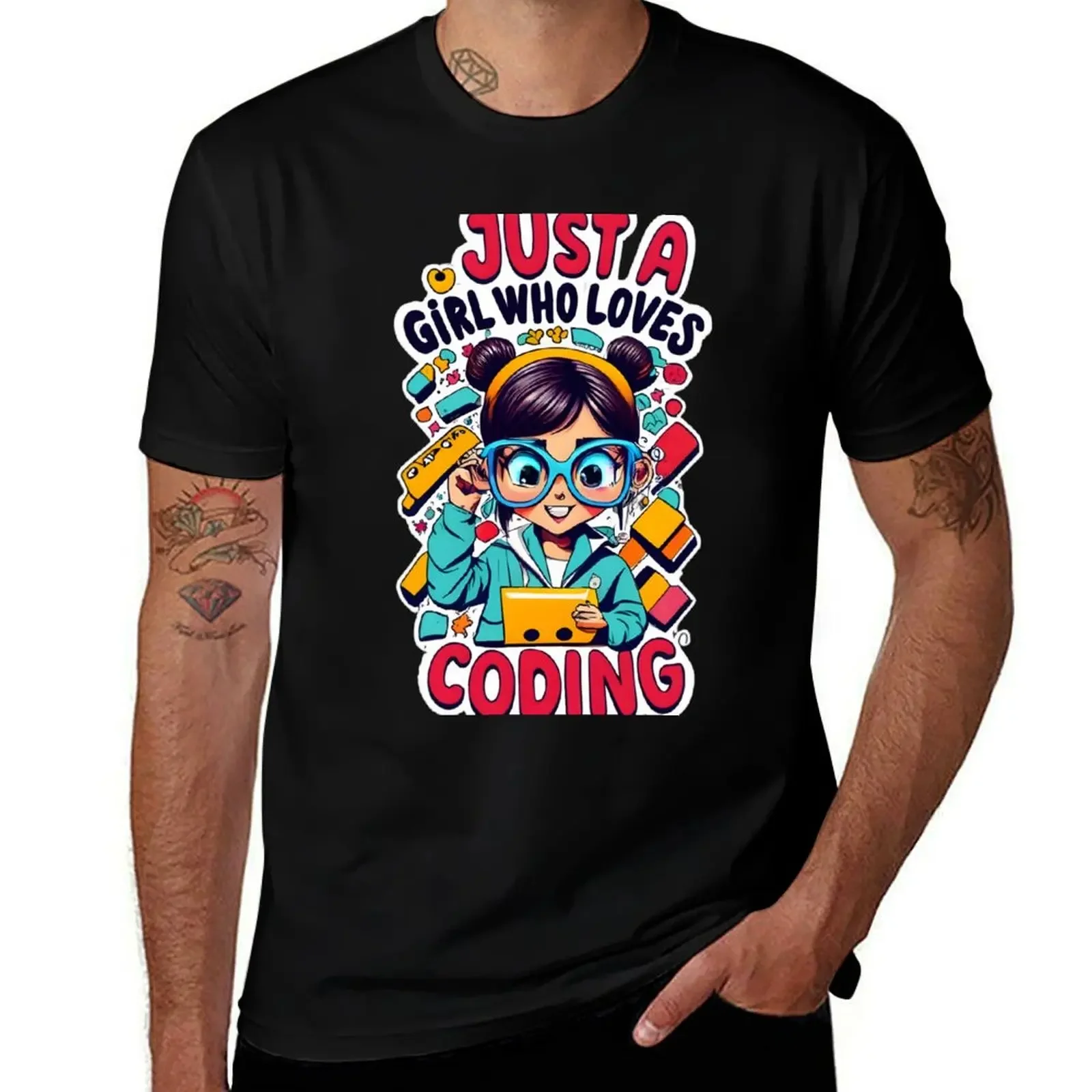 just a girl who loves coding T-Shirt anime clothes customs boys whites clothes for men