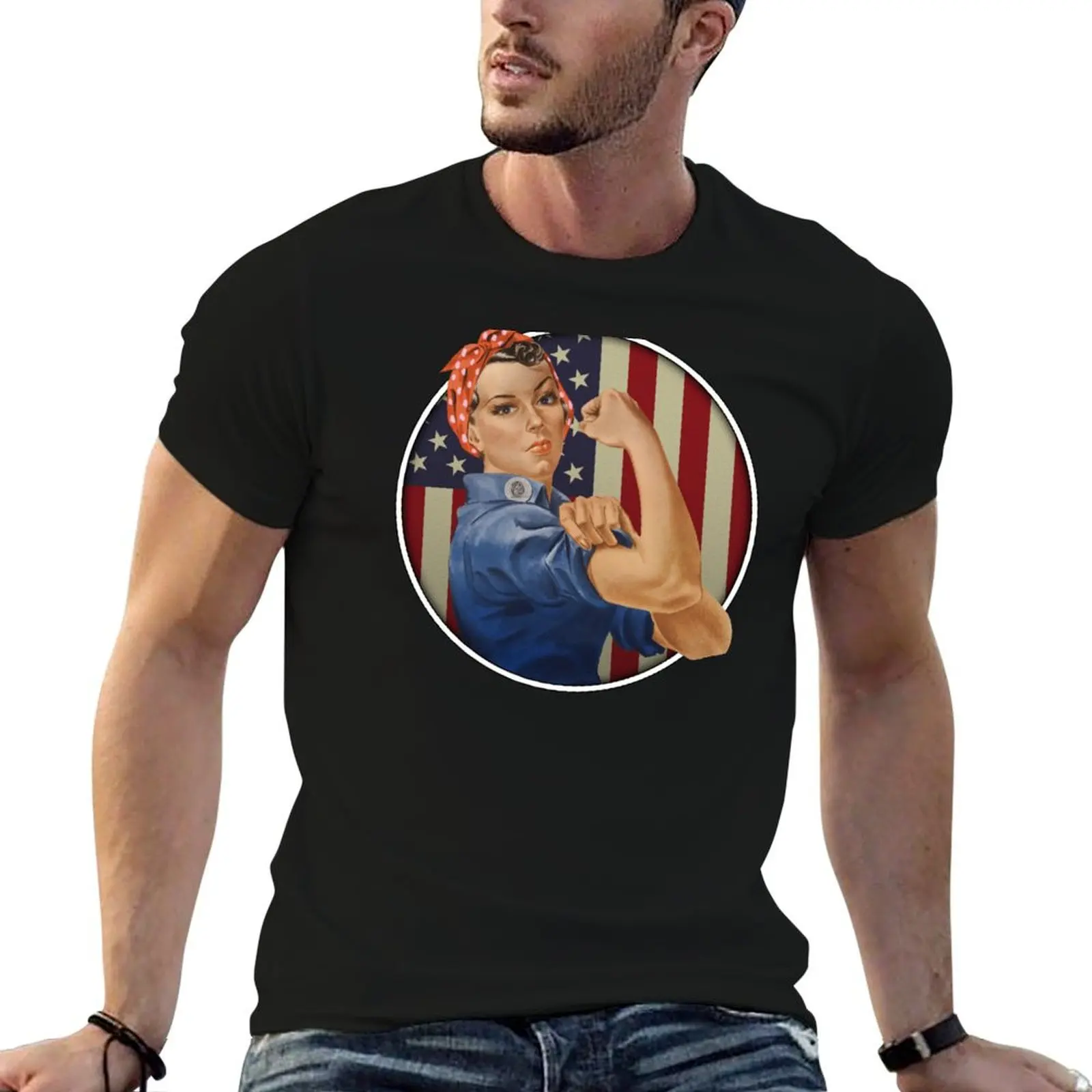 Rosie the Riveter USA Flag T-Shirt animal prinfor boys cute tops korean fashion mens shirts graphic tee